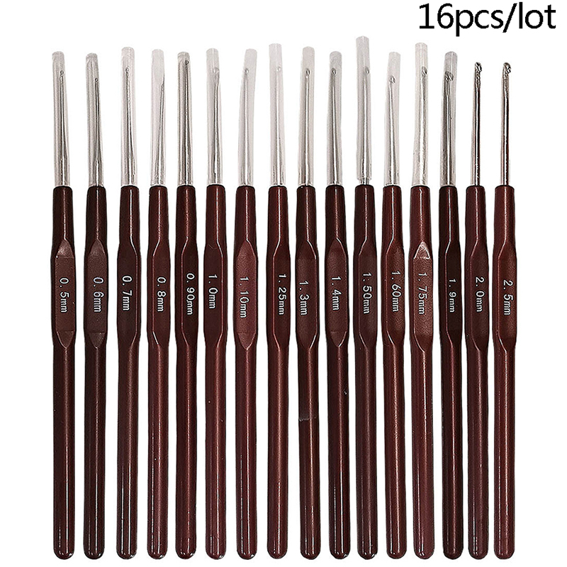 Crochet Hook Set - 16pcs Plastic Handle Crochet Hooks Handle