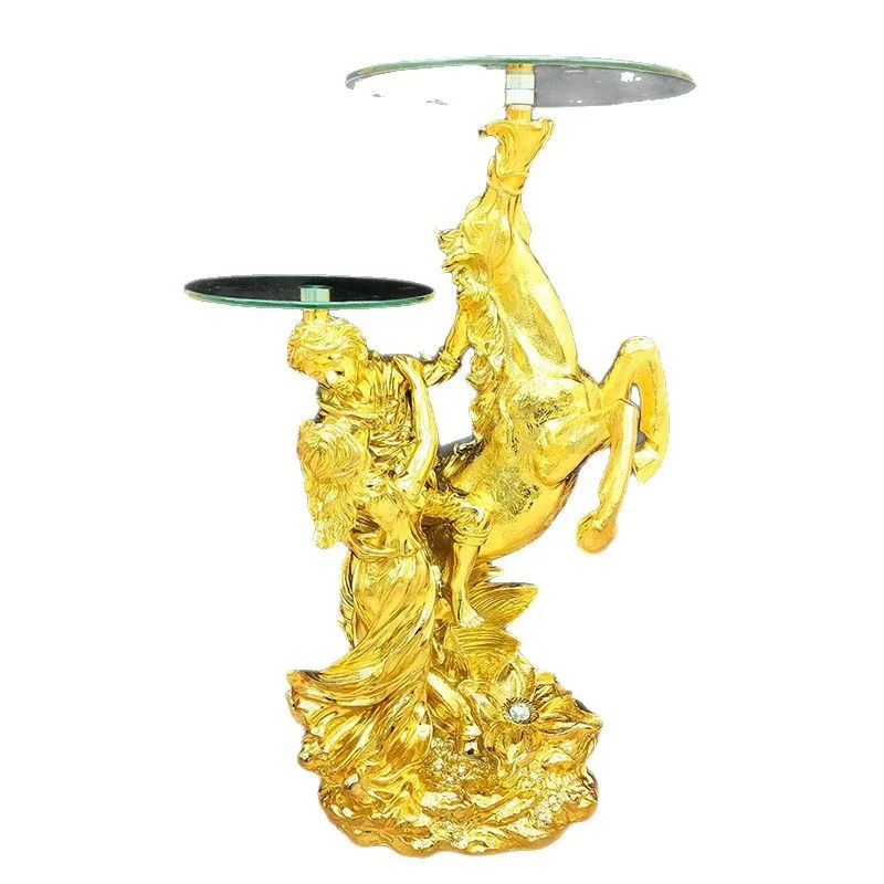Art Craft Horse - European-style floor ornaments, double-character couple horse