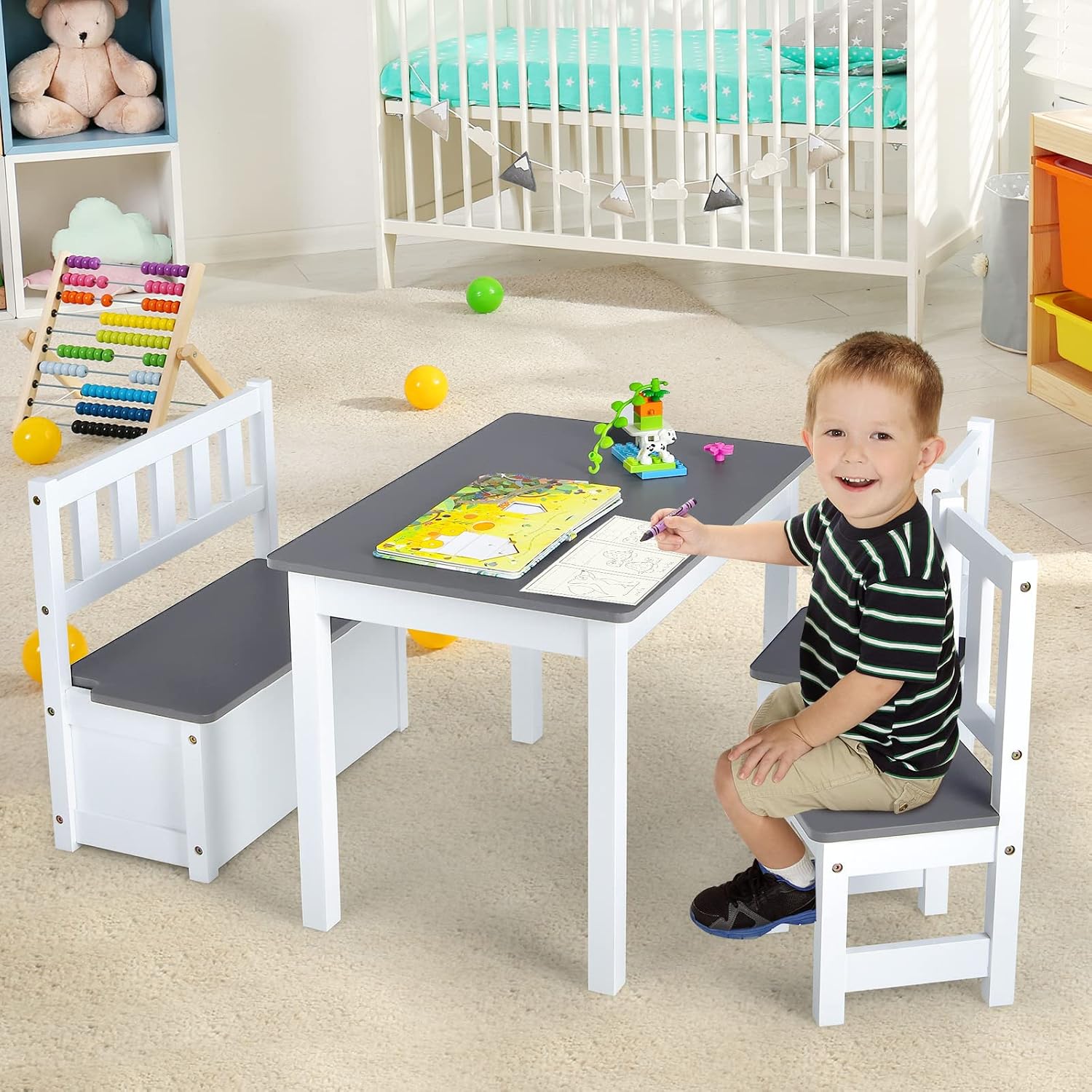 Wood Kids Table & Chair Set wi - Art Craft Toddlers review and price