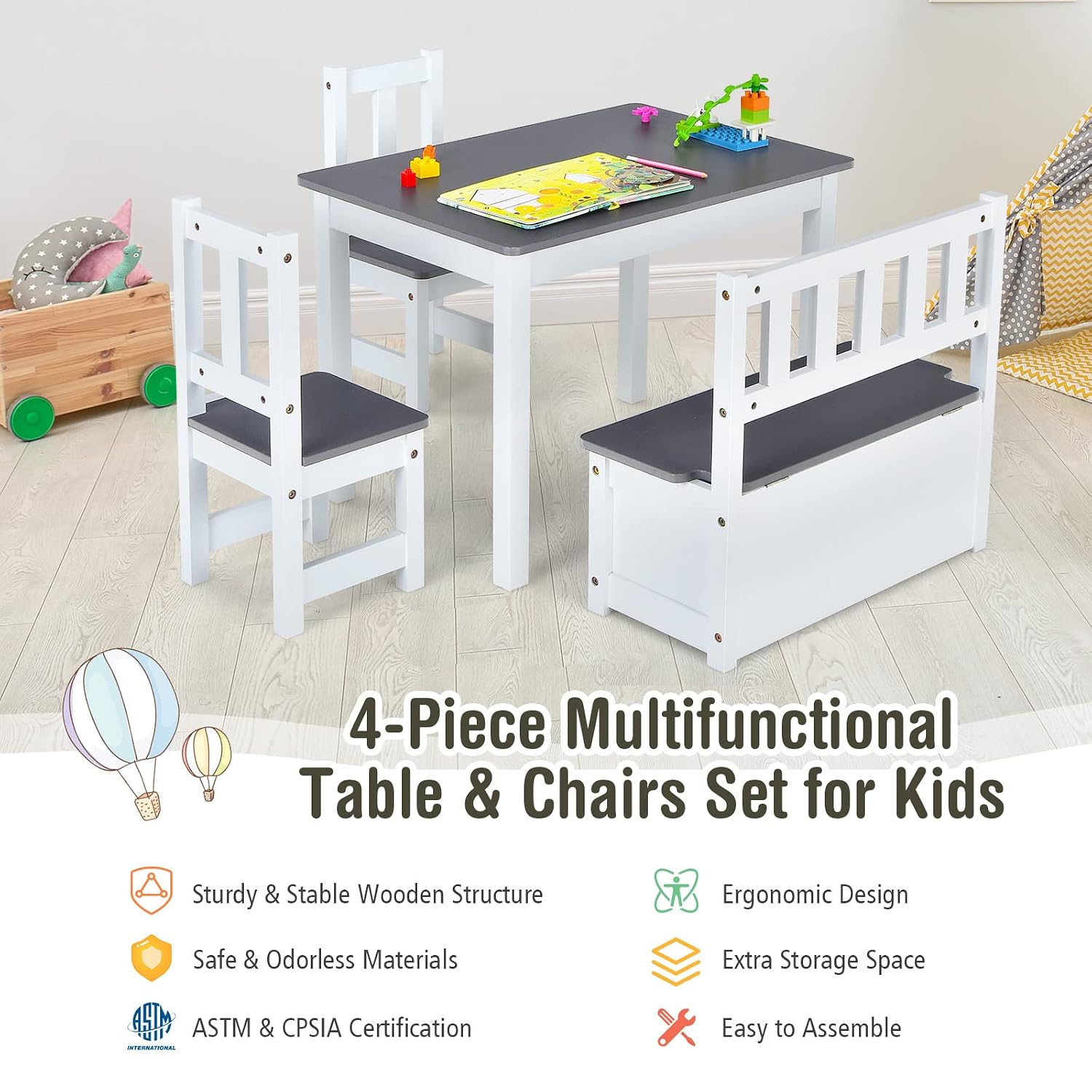 Wood Kids Table & Chair Set wi - Art Craft Toddlers review and price