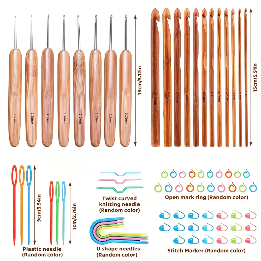 74pcs Bamboo Crochet Hooks Set - Crochet Hook Set review and price