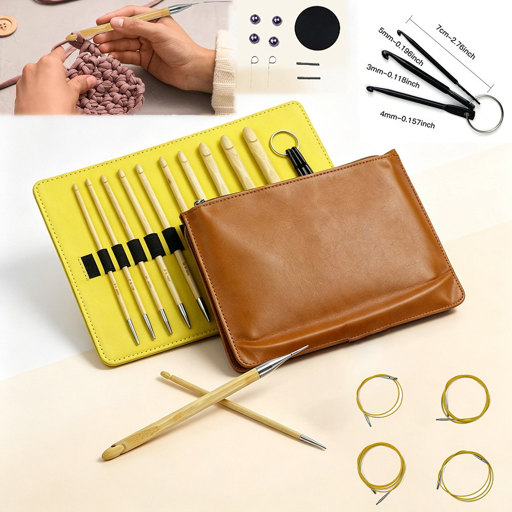 10Pcs Bamboo Interchangeable A - Crochet Hook Set review and price