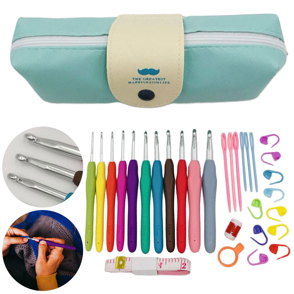 11PCS Colorful Rubber Handle K - Crochet Hook Set review and price